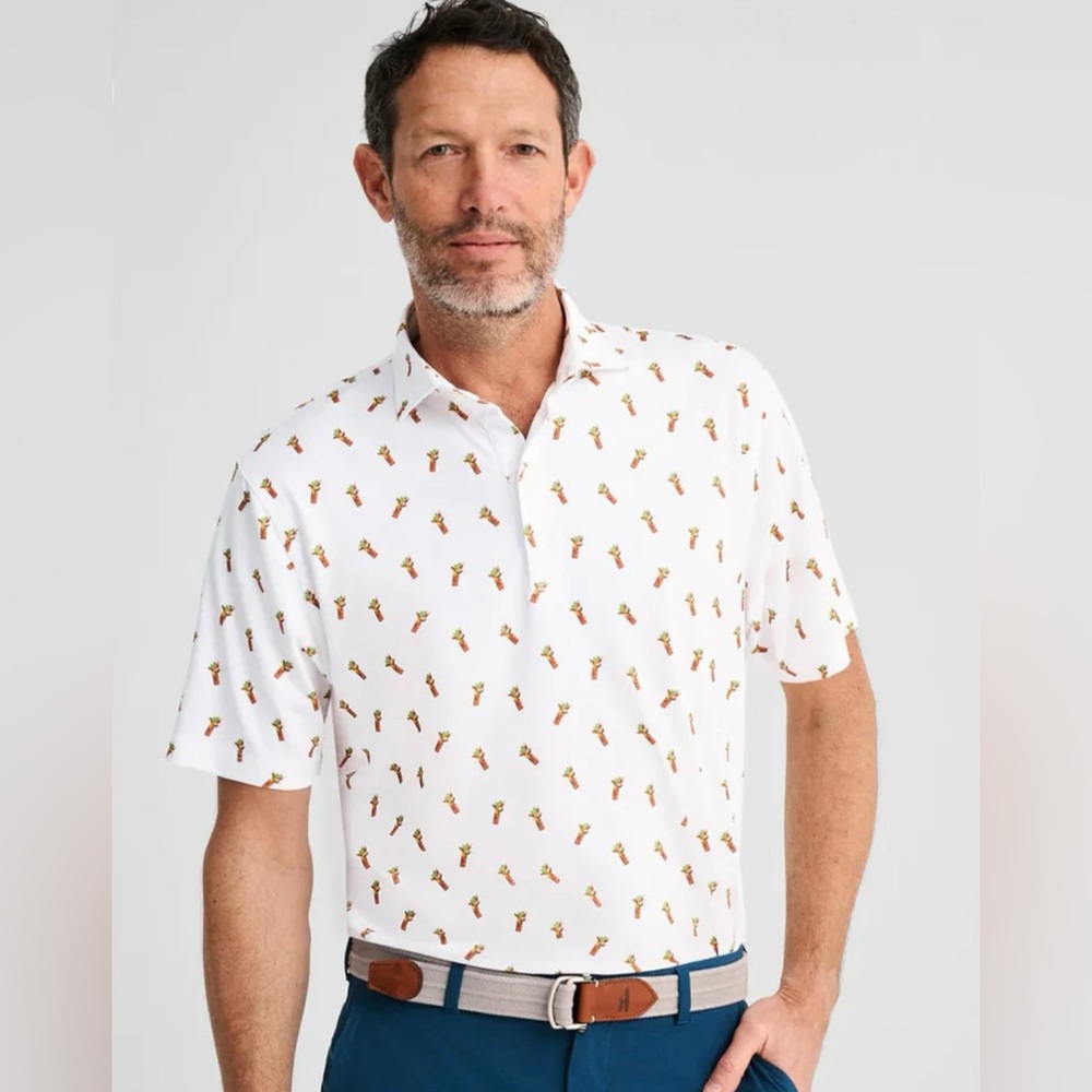 johnnie-O Men Hair of the Dog Course Bloody Mary Golf Polo Shirt Large UPF 50